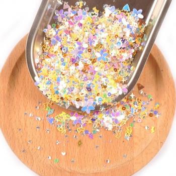 10g (über 1000 Stück) bunte Pailletten für DIY Handwerk - Glitzer Nagel Kunst Dekor C2677