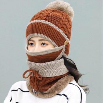 Set de gorro, bufanda y máscara de piel cálida