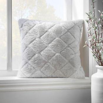 Catherine Lansfield Cosy Diamond Filled Cushion Silver Grey