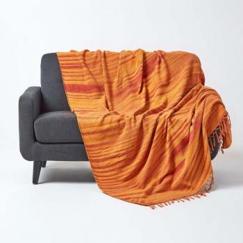 Couverture canapé chenille orange 220 x 240 cm