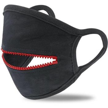 Unisex Black Cotton Zipper Face Mask
