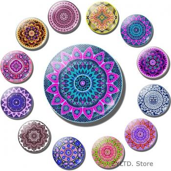 Datura Flower Mandala Refrigerator Magnets 12PCS 30MM Decorative Stickers