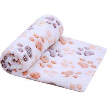 Floral Paw Print Coral Fleece Pet Mat