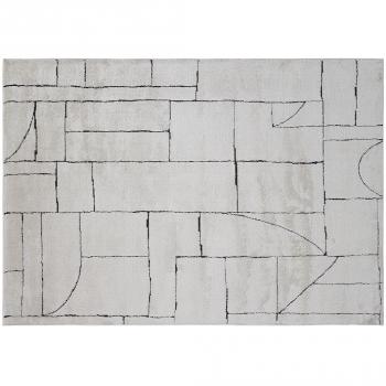 Miliboo Tappeto rettangolare a motivi geometrici bianco crema e nero 160 x 230 cm ENVY