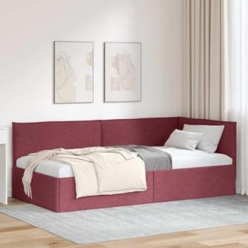 Lit d'angle Bordeaux 80 x 200 cm en tissu