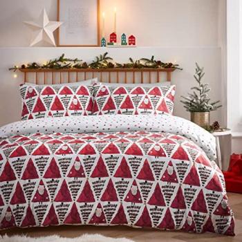 Hide And Seek Santa Duvet Cover Set - Red Cotton - Size Toddler