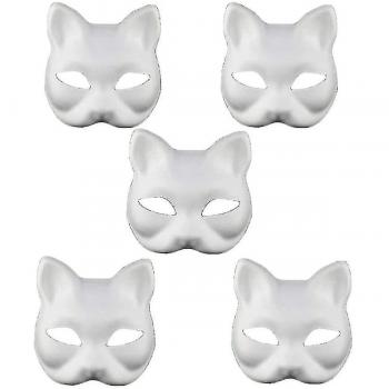 Máscaras de Papel en Blanco - Set de 5 - Para Fiesta y Danza