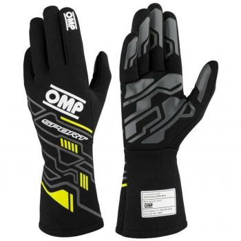 Guantes de Protección OMP Sport FIA 8856‑2018 Negra y Fluorescente Amarillo Talla S