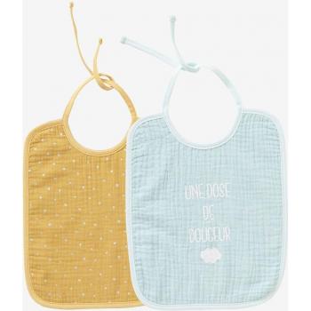 Ensemble de 2 bavoirs bébé en gaze de coton bleu