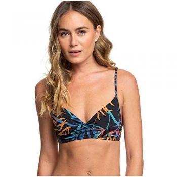 Roxy Lahaina Bay-Haut de Bikini croisé pour Femme, Marine Feuilles Sauvages s, FR