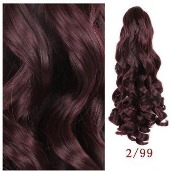Coleta de Clip para Mujer de Gres, Extensión de Cabello Sintético en Fibra de Alta Temperatura, Color Burdeos con Horquillas