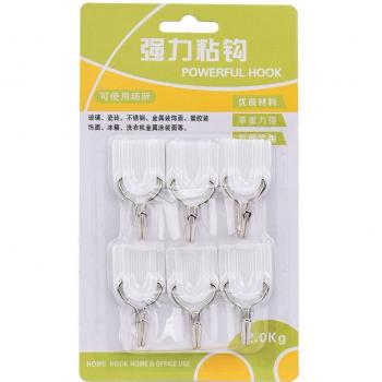 White Wall Hooks - 6PCS Strong Adhesive for Kitchen and Bathroom