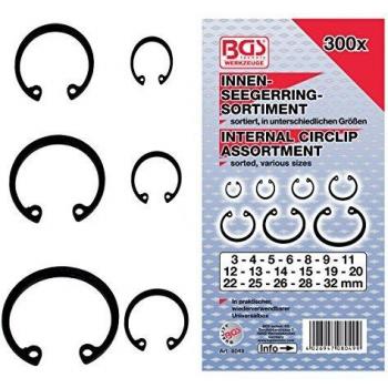 Set di anelli di sicurezza interni da 3 a 32 mm - 300 pezzi