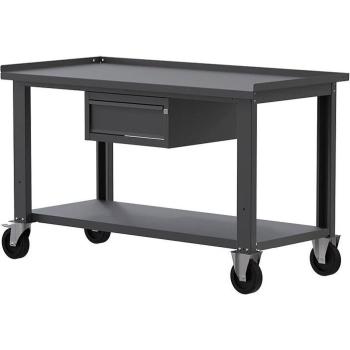 Banco di Lavoro SOGI X3N_101AR con Ruote 1.5 m Piano Acciaio Cassetto 1 Grigio Antracite