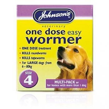 Johnsons One Dose Wormer for Large Dogs Size 4 30g - Bulk Deal of 3x