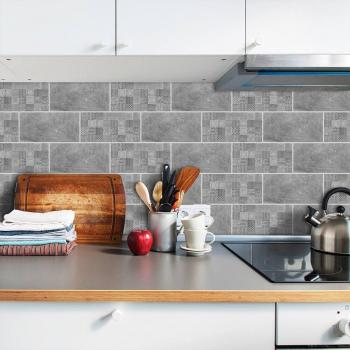 Funlife PVC Fliesenaufkleber Grau Zement 20x10cm