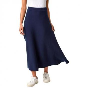 Jupe Mi-Longue Bleue à Taille Élastique Roman