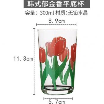 Creative 500ml Glass Mug with Daisy and Tulip Design