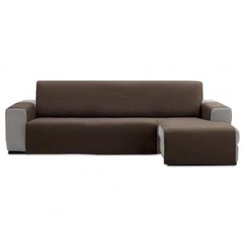 Funda sofá chaise longue reversible 240 cm marrón