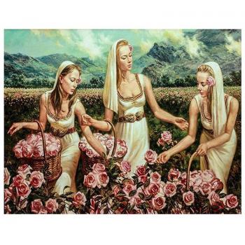 Peinture Diamant Femme avec Panier de Fleurs 20x30CM