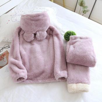 Fdfklak Hooded Flannel Pajamas for Pregnant Women