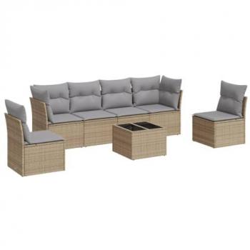 Suite extérieure VidaXL : 7 pièces, couleur beige, résine tressée
