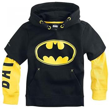 Sudadera con Capucha de Batman - Kids - Logo - Tallas 98/104 a 158/164 - Negro/Amarillo