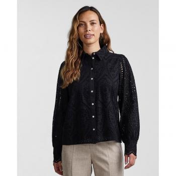 Yas Camisa Troquelada Manga Larga Negra