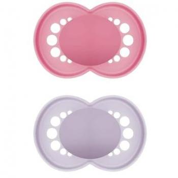 MAM Schnuller Original Pure Silikon 2 Stück pink/lila 6-16 Monate