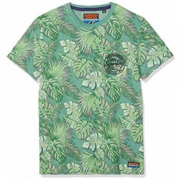 Superdry AOP Ticket Type Pkt Lite Tee T-Shirt, Turquoise