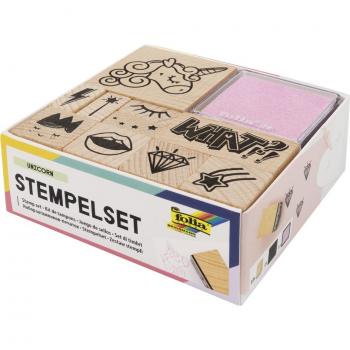 Holz-Motivstempel-Set “Einhorn” – 12 Stück