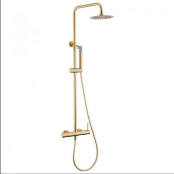 Columna de Ducha Dorada Cepillada Ø 25cm - Palancia