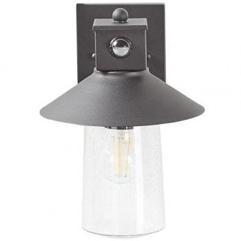 Lampada da parete esterna in metallo nero e vetro con sensore di movimento 30 cm stile retrò giardino