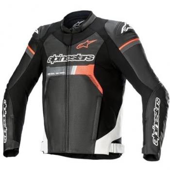 Chaqueta Alpinestars GP Force Airflow Motociclista Cuero Negro Blanco Rojo 58
