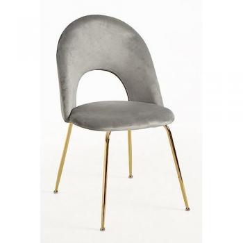 Silla Dawa Gold Pack 4 en Terciopelo Gris Lúcido