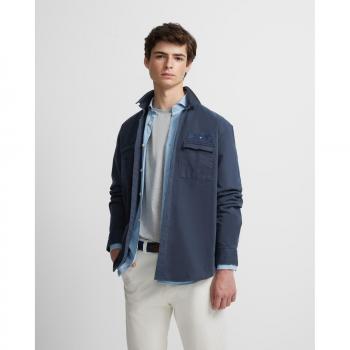 Sobrecamisa de hombre regular bordados étnicos en azul marino - Silbon