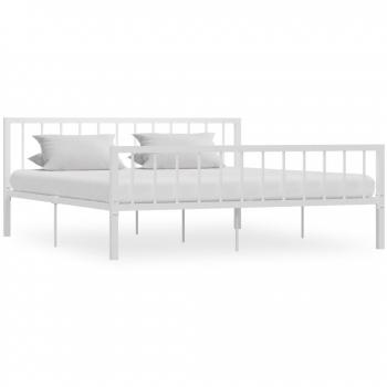 VidaXL Bed Frame without Mattress White Metal 180x200 cm Super King