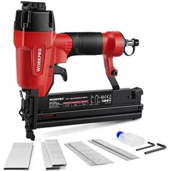 Agrafeuse Pneumatique WORKPRO 2 en 1 18GA Cloueuse 300 Agrafes 400 Pince