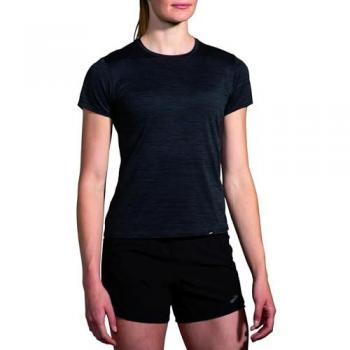 Brooks Luxe Short Sleeve Women's Running Top - Heather Deep Black