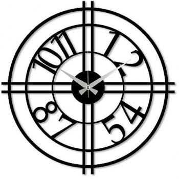 Reloj de Pared Circular de Metal Decorativo Estilo Cruz 49x49 Negro