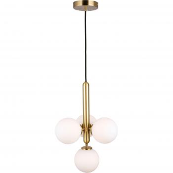 Suspension Élégante 4 Boules en Verre Blanc