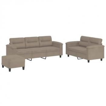 VidaXL Taupe Mikrofaser Sofagarnitur 3‑teil mit Kissen