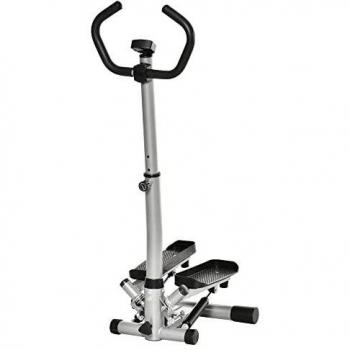 Bicicleta estática HOMCOM con stepper y asa, aparato de fitness para casa, entrenamiento de piernas y glúteos, pantalla LCD, velocidad ajustable, metal ABS negro y plata 55 x 53 x 118-128 cm