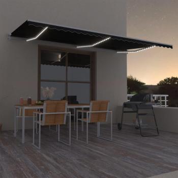 Automatická markíza s LED a senzorom vetra 600x300 cm antracitová