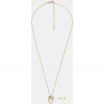Set de Joyas para Damas Fossil I Heart You con Pendientes y Collar de Acero Inoxidable, Nácar y Cristal