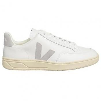 Zapatillas Veja V-12 cuero mujer blanco y gris talla 39