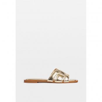 Stradivarius Flat Strappy Sandals Gold Size 6