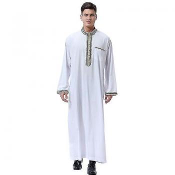 Thobe Saudí Tradicional para Hombre, Longo, Blanco XL
