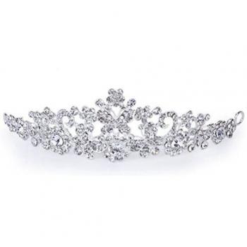 PIXNOR Hermosa Boda Novia Dama Imitación de Cristal Brillante Diadema Corona Tiara Pin