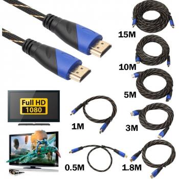 ALLOYSEED 15m Braided HDMI Cable V1.4 Gold Plated 1080P HD 3D
